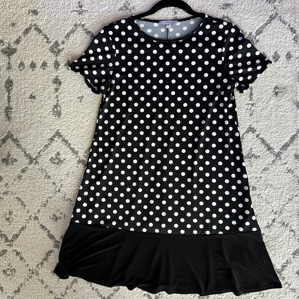 Annalee + Hope Black and White Polka Dot Shift Dress